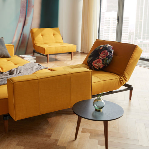 Splitback Styletto Sofa Bed / With Armrests Dark Wood